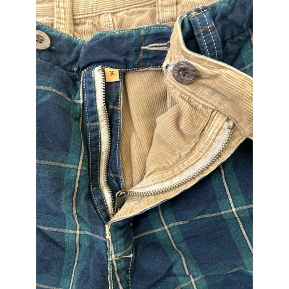 VTG Tailor Vintage Pants Mens XL Corduroy Plaid Reversible 2 in 1 Hippie Beige - Picture 10 of 12
